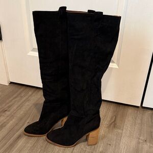 Oasis Society Black Stephanie  Suede Knee-High Boots